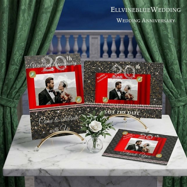 Emerald 20th Anniversary Invite |Silver & Photo (Creator Uploaded)