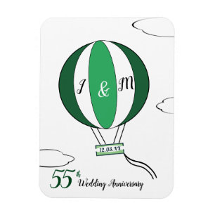 Emerald 55th wedding anniversary hot air balloon magnet