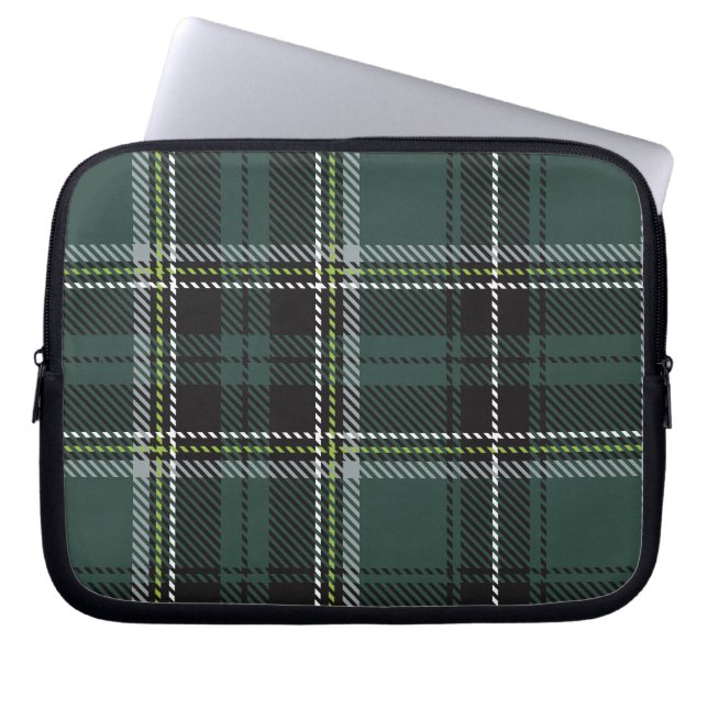 Emerald Academic Plaid  Laptop Sleeve (Front)