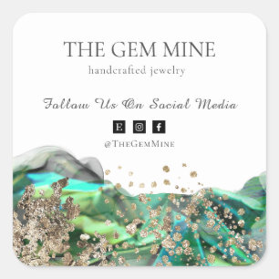 Emerald Agate Small Business Square Sticker