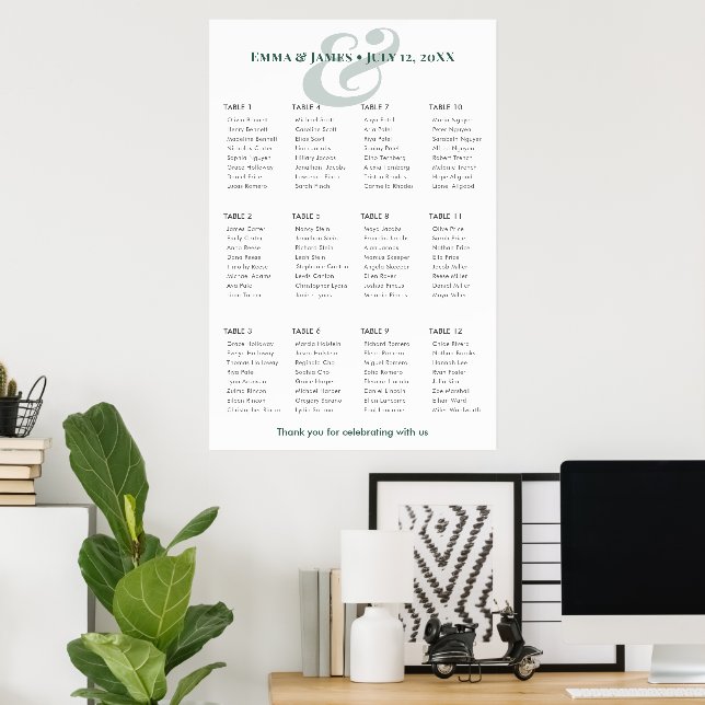 Emerald Ampersand Wedding | 12 Seating Chart (Home Office)