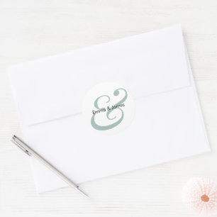 Emerald Ampersand Wedding Monogram Envelope Classic Round Sticker