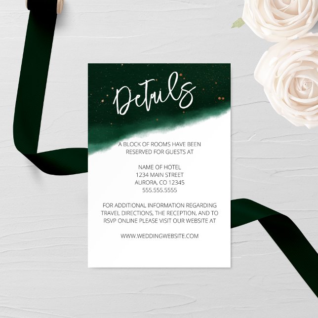 Emerald and Bronze Watercolor Wedding Enclosure Card (Creator Uploaded)