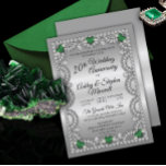 Emerald and Diamond 20th Wedding Anniversary Party Invitation<br><div class="desc">Elegant faux diamond look shapes and emerald heart-shaped faux gemstones on a white background with white text 20th Wedding Anniversary party invitations. Original design by Holiday Hearts Designs (rights reserved). If you have any questions or need assistance with the design, please message us or email us directly at info@holidayheartsdesigns.com, and...</div>