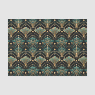 Emerald and Gold Art Deco-inspired Fan Tissue Paper