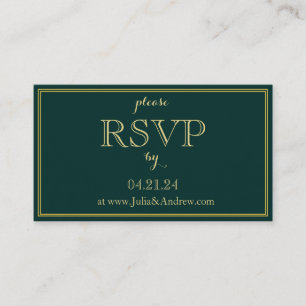 Emerald and Gold Art Deco RSVP Enclosure Card