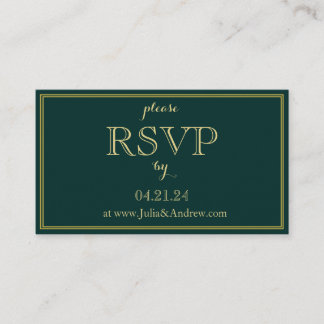 Emerald and Gold Art Deco RSVP Enclosure Card