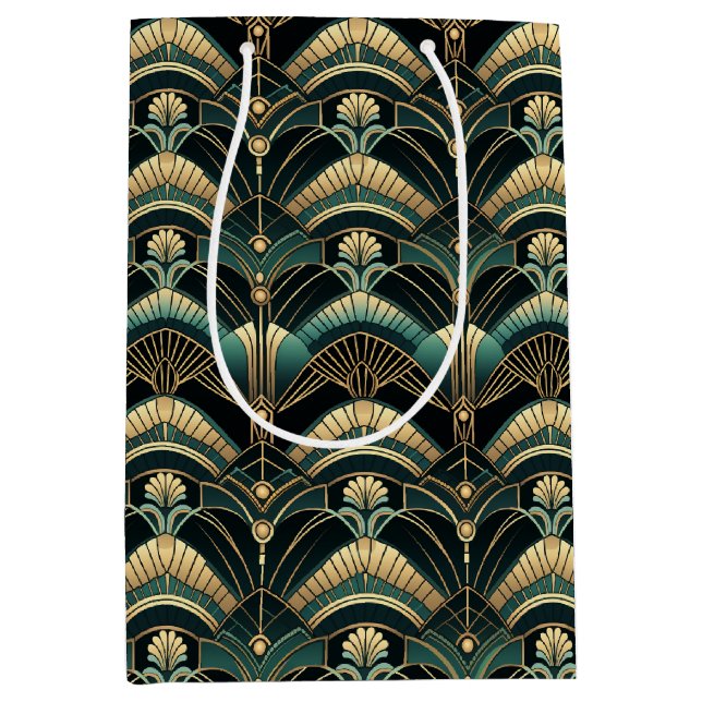 Emerald and Gold Art Deco Themed Medium Gift Bag (Front)