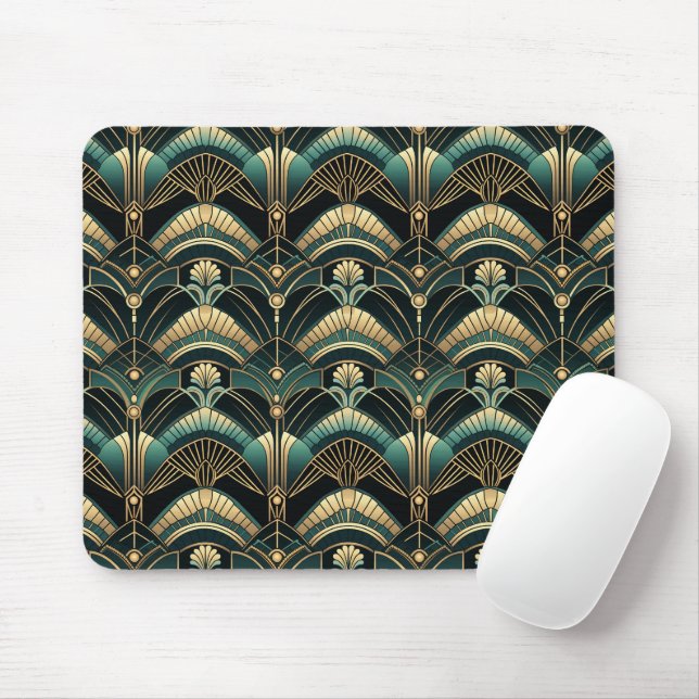 Emerald and Gold Art Deco Themed Mouse Pad (With Mouse)