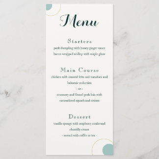 Emerald and Gold Art Deco Wedding Menu