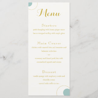 Emerald and Gold Art Deco Wedding Menu