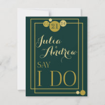 Emerald and Gold Art Deco Wedding Save the Date