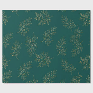 Emerald and Gold Botanical Wrapping Paper