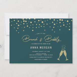 Emerald and Gold Brunch & Bubbly Invitation