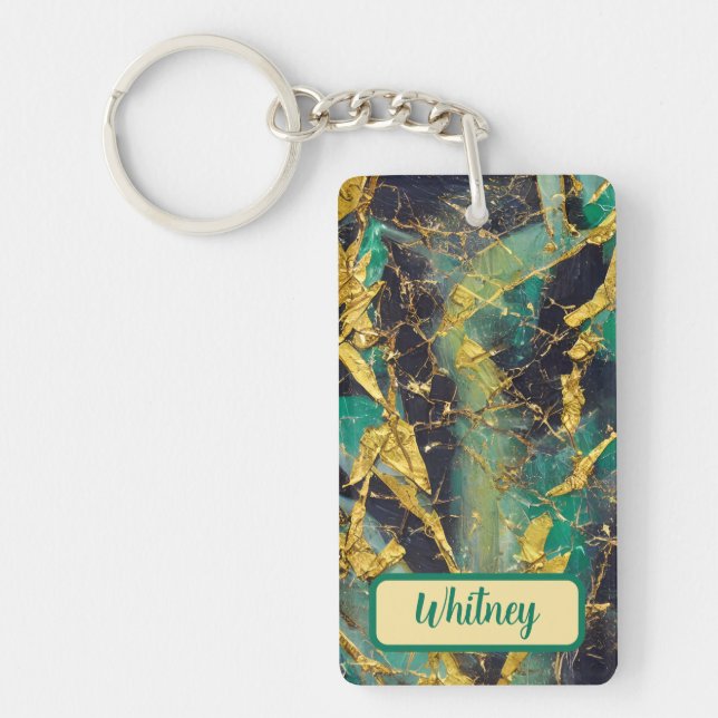 Emerald and Gold Inspired Keychain (03) (Front)