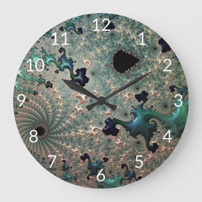 Emerald and Gold Mandelbrot Clock (Front)