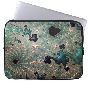 Emerald and Gold Mandelbrot Laptop Cover