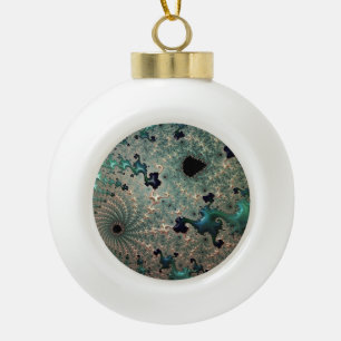 Emerald and Gold Mandelbrot Snowflake Decoration