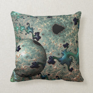 Emerald and Gold Mandelbrot with Sphere Cushion