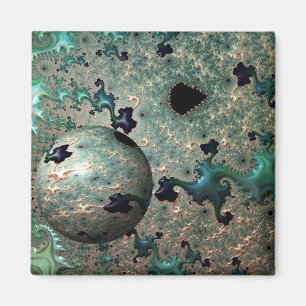 Emerald and Gold Mandelbrot with Sphere Magnet