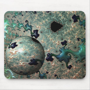 Emerald and Gold Mandelbrot with Sphere Mouse Pad