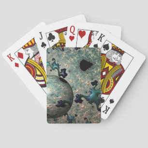 Emerald and Gold Mandelbrot with Sphere Playing Cards