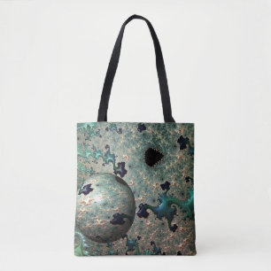 Emerald and Gold Mandelbrot with Sphere Tote Bag