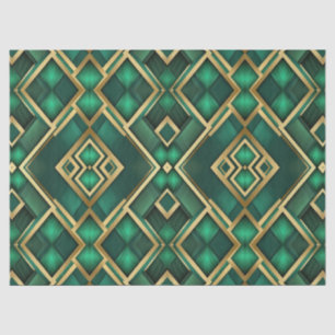 Emerald and Gold Modern Argyle Tissue Paper