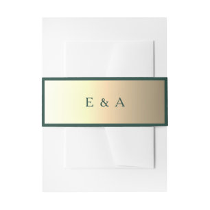 Emerald and Gold Monogram Wedding Invitation Belly Band