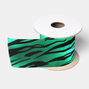 Emerald and Gold Safari Series Design 10 Satin Ribbon