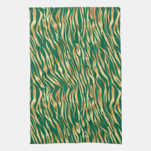 Emerald and Gold Safari Series Design 2 Tea Towel