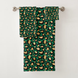 Emerald and Gold Safari Series Design 3 Bath Towel Set