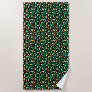 Emerald and Gold Safari Series Design 3 Beach Towel