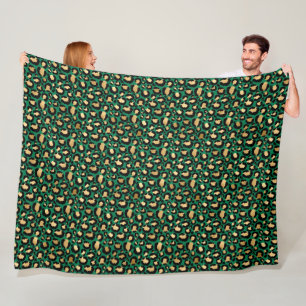 Emerald and Gold Safari Series Design 3 Fleece Blanket