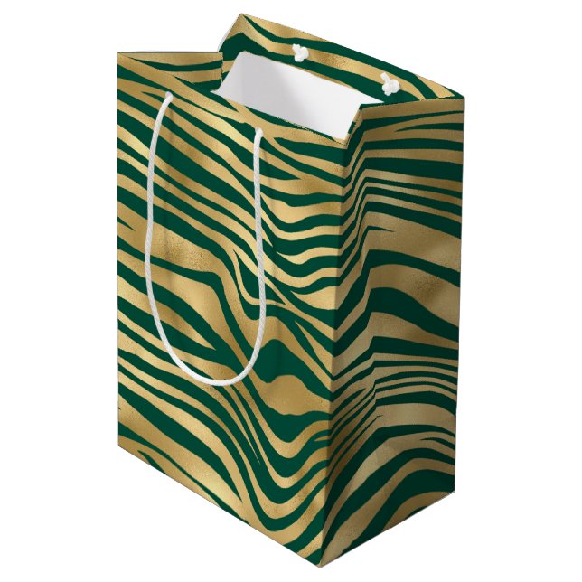 Emerald and Gold Safari Series Design 4 Medium Gift Bag (Back Angled)