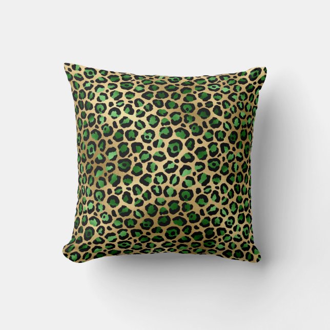 Emerald and Gold Safari Series Design 8 Cushion (Front)