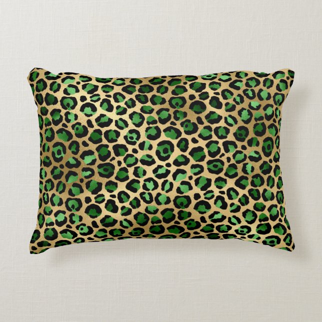 Emerald and Gold Safari Series Design 8 Decorative Cushion (Front)