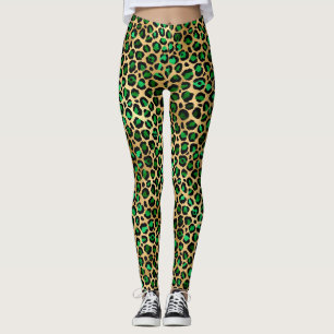 Emerald and Gold Safari Series Design 8 Leggings
