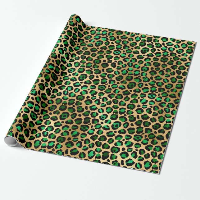 Emerald and Gold Safari Series Design 8 Wrapping Paper (Unrolled)