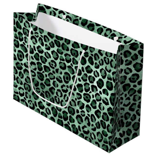 Emerald and Gold Safari Series Design 9 Large Gift Bag (Front Angled)