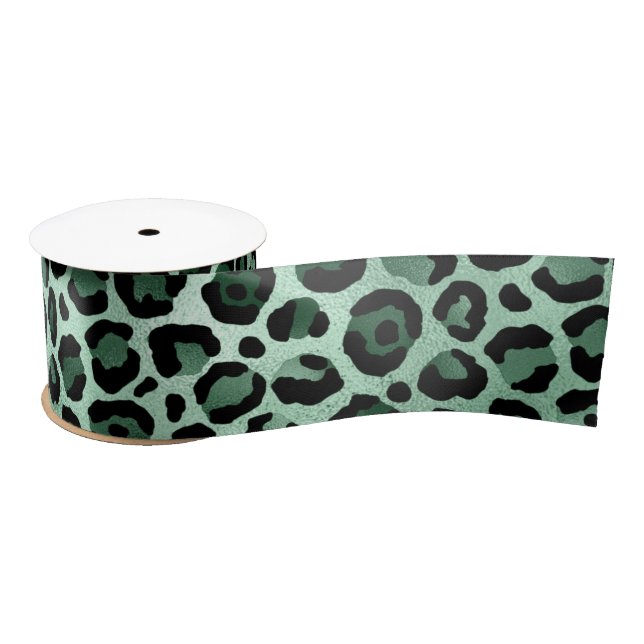Emerald and Gold Safari Series Design 9 Satin Ribbon (Spool)