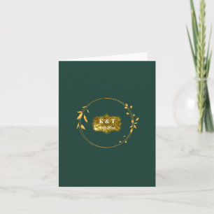 Emerald and Gold Simple Wreath Lovely Thank You Note Card