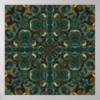 Emerald and Gold Symmetrical Abstract Mandala