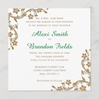 Emerald and Gold Wedding Invitation