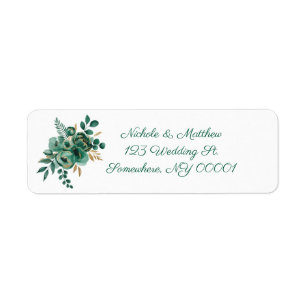Emerald and Gold Wedding Return Address Label