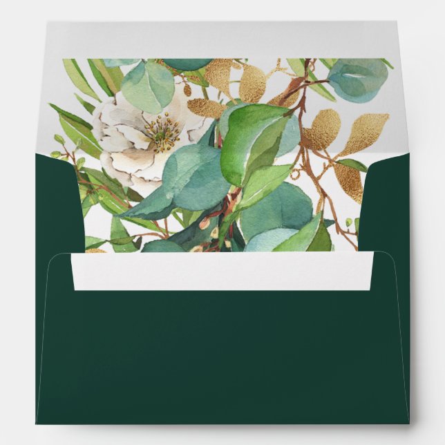 Emerald and Ivory Autumn Roses  Envelope (Back (Bottom))