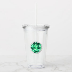 Emerald and Pearls Acrylic Tumbler