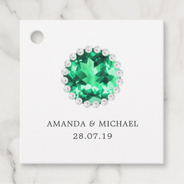 Emerald and Pearls Favour Tags (Front)