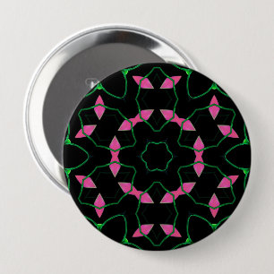 Emerald and Pink Kaleidoscope 10 Cm Round Badge