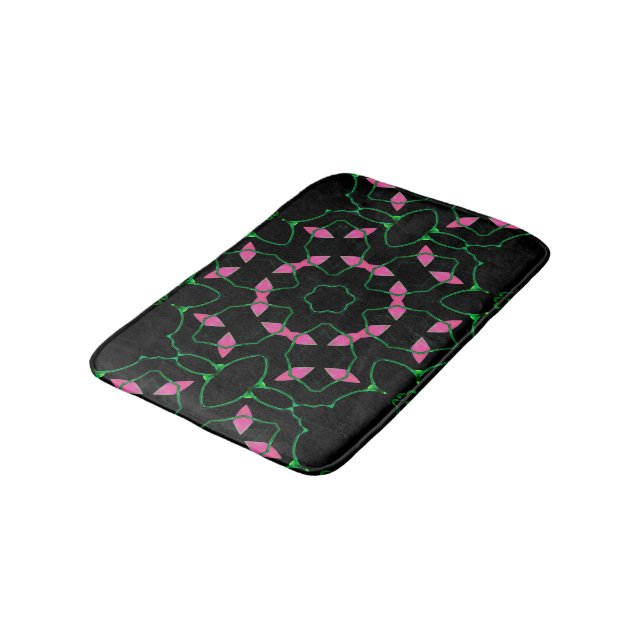 Emerald and Pink Kaleidoscope  Bath Mat (Angled)